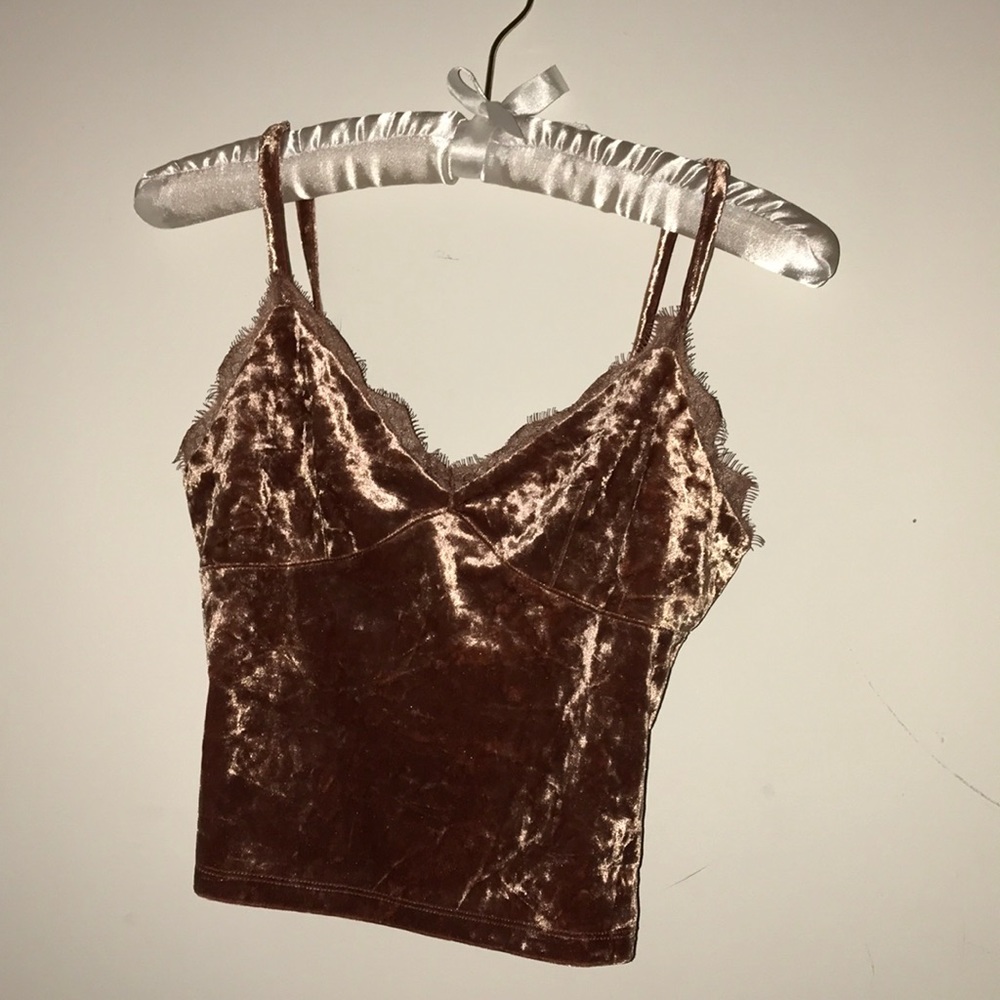 Super cute new crop top velvet pink small